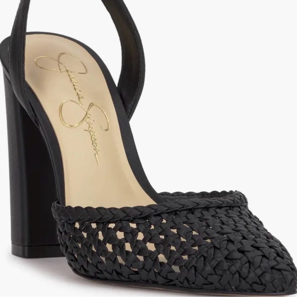 Jessica Simpson Black Woven Slingback Block Heel
